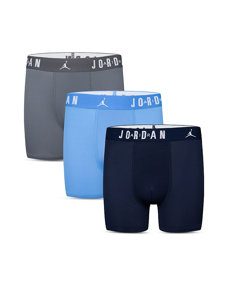 Jordan Big Boys Flight Dri-fit Cotton Core Boxer Briefs, Pack Of 3 In University Blue