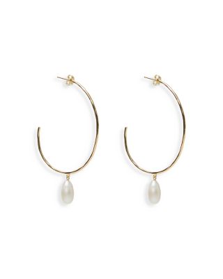 Argento Vivo Large Cultured Freshwater Pearl Hoop Earrings