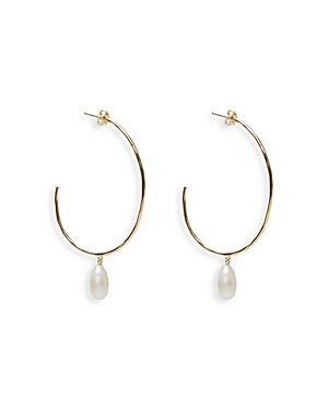 Shop Argento Vivo Large Cultured Freshwater Pearl Hoop Earrings In White/gold