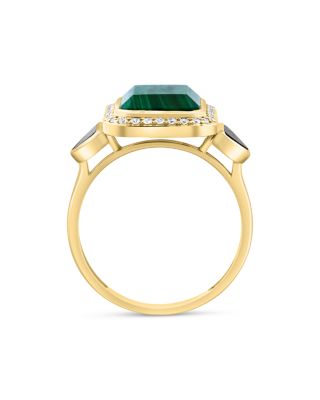 Malachite, Onyx &amp; Diamond Ring in 14K Yellow Gold