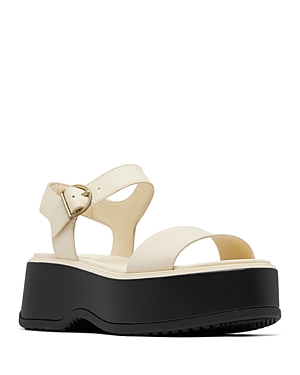 Sorel Dayspring Ankle Strap Flatform Sandals In Honey White