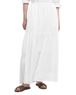 Shop Barbour Kelley Cotton Tiered Maxi Skirt In White