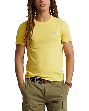 Polo Ralph Lauren Custom Slim Fit Jersey Crewneck T-shirt Man T-shirt Yellow Size Xxl Cotton In Oasis Yellow