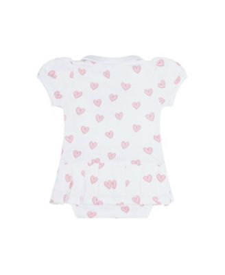 Girls' Blue Heart Print Onesie Dress - Baby