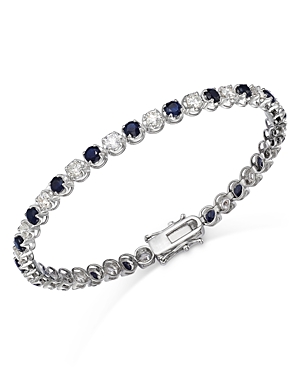Bloomingdale's Blue Sapphire & Diamond Tennis Bracelet in 14K White Gold