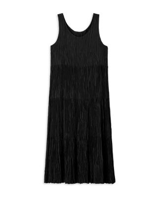 Crinkle Silk Tiered Midi Dress