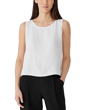 Shop Eileen Fisher Silk Ballet Neck Shell Top In Ivory