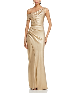 Shop Chiara Boni La Petite Robe Koppant Splendid Gown In Gold
