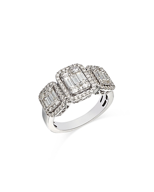 Bloomingdale's Diamond Three Stone Halo Ring in 14K White Gold, 1.20 ct. t.w.
