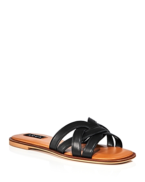 Shop Aqua Women's Elsa Slip On Strappy Slide Sandals - 100% Exclusive In Black Leather
