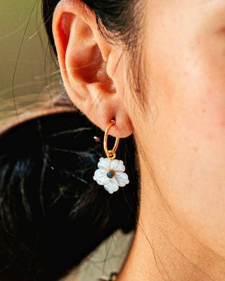 Mermaid Garden Mother of Pearl Flower Charm Drop Earrings
