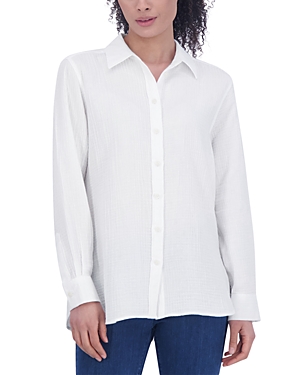 Shop Foxcroft Cotton Boyfriend Shirt In White