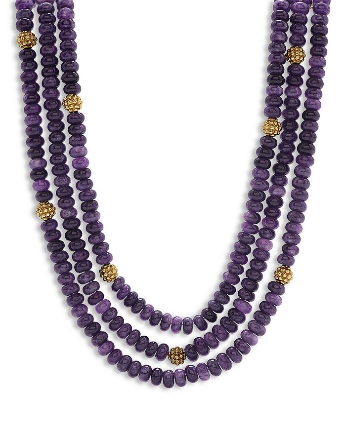 Capucine De Wulf Berry & Jade Bead Triple Strand Necklace In 18k Gold Plated, 18 In Violet Jade/gold