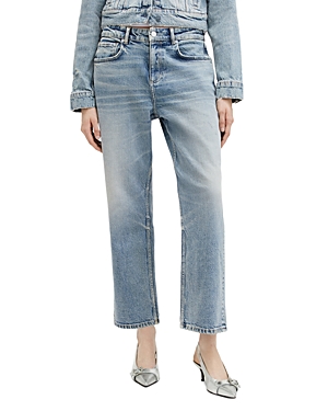 Shop Allsaints Ida Mid Rise Cropped Jeans In Vintage Indigo