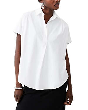 French Connection Rhodes Womens Collared Sheer Henley In Linen White