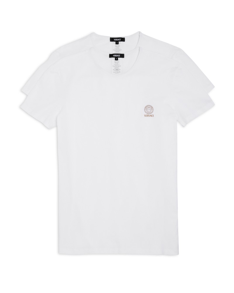 Versace Men's Cotton Blend Tees, Pack of 2 in Optical White