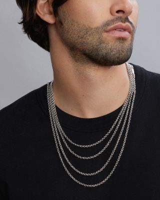 Men's Sterling Silver Anthem Double Link Caviar Chain Necklace, 20" - Exclusive