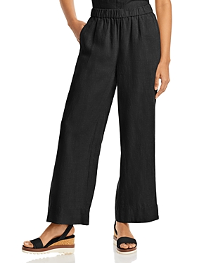 Shop Eileen Fisher Linen Wide Leg Pants In Black