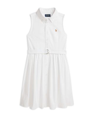 Ralph Lauren Girls' Belted Cotton Oxford Shirt Dress Little Kid