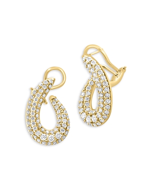 Diamond Pave Spiral Hoop Earrings in 14K Yellow Gold, 2.50 ct. t.w.