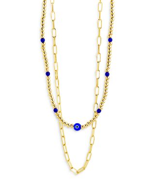 Sybil Layered Necklace in 14K Gold Plated, 14" 
