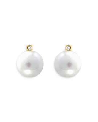 AQUA - Cultured Freshwater Pearl & Cubic Zirconia Accent Stud Earrings