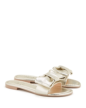 Shop Agl Attilio Giusti Leombruni Women's Summer Ribbon Bow Detail Slide Sandals In Sandy