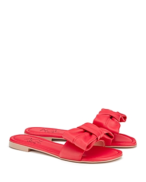 Shop Agl Attilio Giusti Leombruni Women's Summer Ribbon Bow Detail Slide Sandals In Flashrose