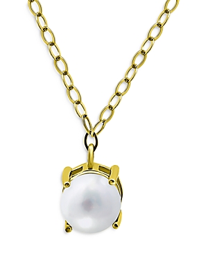 Shop Aqua Cultured Freshwater Pearl Pendant Necklace, 15.5-17.5 In White/gold