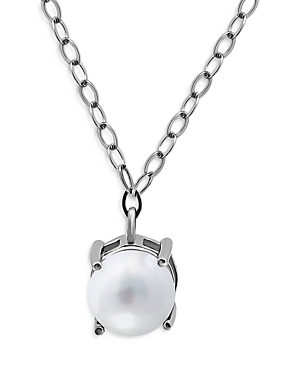 Shop Aqua Cultured Freshwater Pearl Pendant Necklace, 15.5-17.5 In White/silver