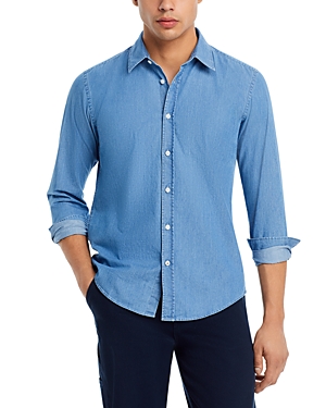Hugo Boss Roan Kent Slim Fit Button Front Shirt In Medium Blue