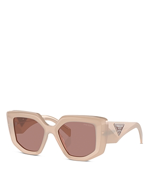 Shop Prada Symbole Geometric Sunglasses, 50mm In Pink/pink Solid