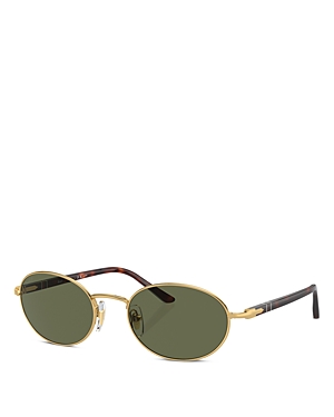 Persol Oval Sunglasses, 55mm In Gold/green Polarized Solid