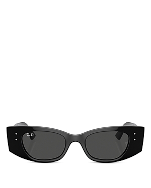 Shop Ray Ban Ray-ban Kat Rectangular Sunglasses, 49mm In Black/gray Solid