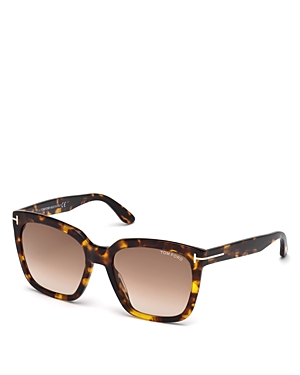 Shop Tom Ford Amarra Geometric Sunglasses, 55mm In Dark Havana/brown Gradient