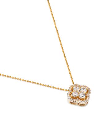 Diamond Clover Pendant Necklace in 14K Yellow Gold, 0.75 tcw