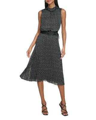 knee length dresses for ladies Juliann Sleeveless Belted Midi Dress-Aqua main image 0