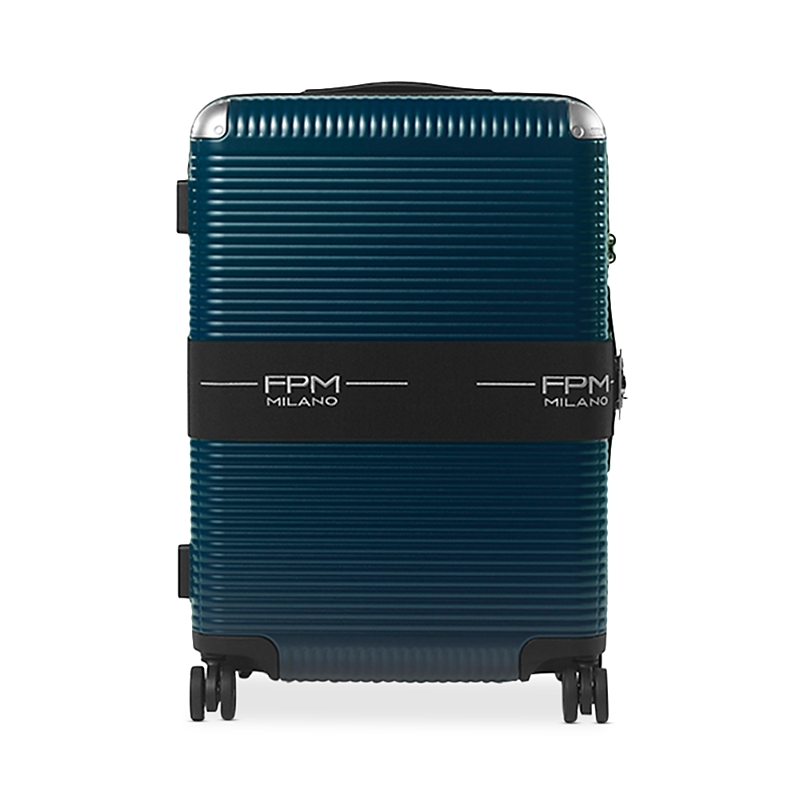 Fpm Milano Bank Zip Deluxe Checked Suitcase In Navy Blue