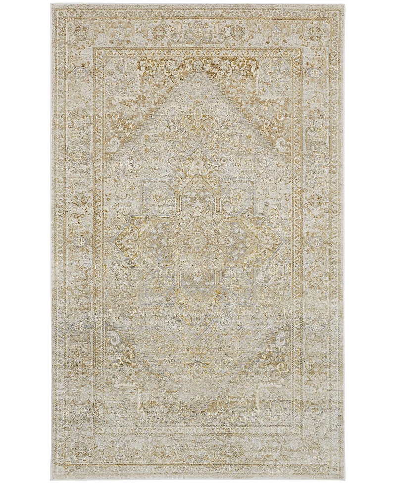 Shop Feizy Aura Aur3734f Area Rug, 3'11 X 6' In Ivory/gold