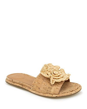Gentle Souls By Kenneth Cole Lucy Womens Rosette Slide Sandals In Natural