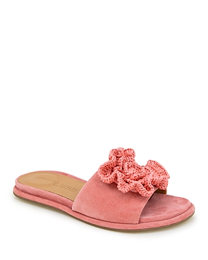 Shop Gentle Souls By Kenneth Cole Women's Lucy Crochet Flower Slide Sandals In Poppy Suede