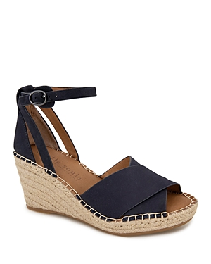 Gentle Souls By Kenneth Cole Women's Charli Ankle Strap Espadrille Wedge Sandals In Navy