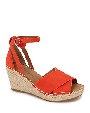 Gentle Souls By Kenneth Cole Women's Charli Ankle Strap Espadrille Wedge Sandals In Bright Coral