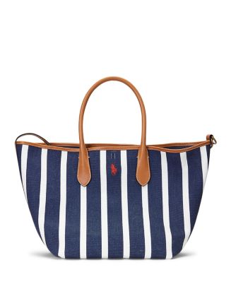 【ALEMAIS】Stripe Polo Canvas Medium Tote Polo Ralph Lauren Striped Canvas Medium Bellport Tote