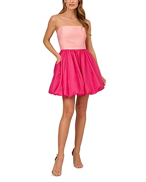 Shop Liv Foster Strapless Taffeta Dress In Hot Pink