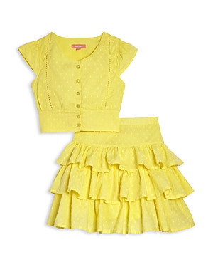 Shop Bcbg Girls Girls' Tiered Skirt Set - Big Kid In Pale Yellow
