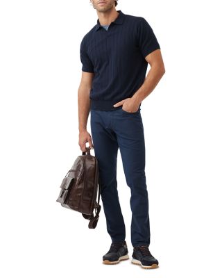 Freys Crescent Knit Short Sleeve Polo Sweater