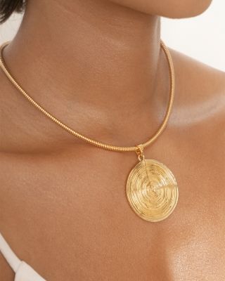 Statement Disc Choker Necklace in 18K Gold Plated, 15&amp;quot; 