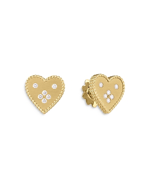 Roberto Coin 18k Yellow Gold Diamond Venetian Princess Small Heart Stud Earrings