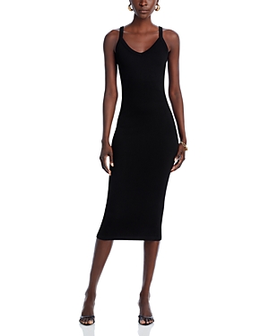 Aqua Deep V Seamless Midi Dress - 100% Exclusive In Black